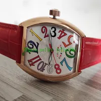 Kvalitetskvinnor Color Dream Quartz Watch 7851 SC 33mm Date Dial-Up Rose Gold Case Red Leather Watchband Sport Pintle243o