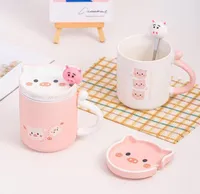 Kupalar ins stil domuz kawaii39s yaratıcı karikatür kapak ve kaşık hediye kupası ofis hane holdings2474993 ile güzel seramik fincan