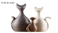 VILEAD Ceramic Family of Three Four Cats Figurines Nordic Animal Living Room Decoration Home Ornaments Crafts For Wedding Gifts T26095318