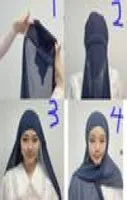 Instant With Heavy Chiffon Jersey Veil Fashion Islam Hijab Cap Scarf For Muslim Women Headscarf 2207164715182