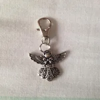 50PCS Fashion Vintage Silver Alloy Angel Charm Charm Higain Hompts Key Ring Fit DIY Key Cains Accessories Jewelry12423