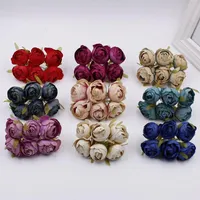 Decorative Flowers & Wreaths 10pcs set Silk Rose Flower Bouquet Artificial Clothing Hat Wedding Garlands Heads Decor