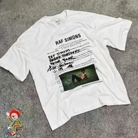 Erkek Tişörtleri Raf Simons Karakter Po Mektubu Baskı Kısa Kollu T-Shirt Erkekler Kadın Gevşek Hip-Hop Top Tee