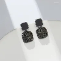 Stud Earrings Black Square Woman Exquisite Fashion Rhinestone Geometric Temperament Simply Korean Style Ear Piercing
