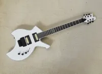 6 Strings White Electric Guitar with Humbuckers Floyd Rose Rosewood Fretboard Can be Customized