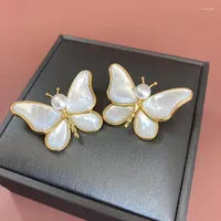 Broches Big Butterfly Style White Pearl Mother Shel