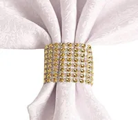 Rhinestone Napkin Rings حامل منديل زفاف مناديل لصالح حفلات حفلات DIY Gold 50pcs14899725