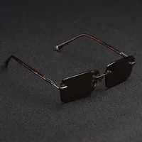 Whole-Zerosun Glass Sunglasses Male Rimless Sun Glasses for Men Brown Lens Anti Scratch Brand Designer Vintage Eyewear2172