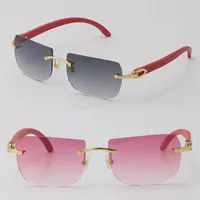 2022 New Selling Style Red Wooden Sunglasses Metal Original Blue Wood Rimless 18K Gold C Decoration Male and Female Luxury Glasses265z