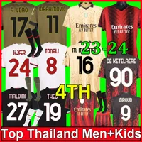 22 23 24 4e Ibrahimovic Giroud voetbalshirts 2023 Theo Brahim Tonali Romagnoli R.Leao S.Castillejo Kessie doelman voetbalshirt AC Milans Uniform Men Kids Kit