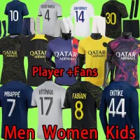 Maillot de Foot PSGS 2022 2023 Soccer Jerseyys الرابع للرجال النساء Kids Kit Sergio Ramos 22 23 Mbappe Paris Football Shirt T