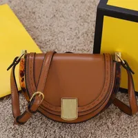 Shoulder Bags Cowhide Saddle Wallet Brand Designer Genuine Leather Handbags Crossbody High-quality Purses Amber Decoration