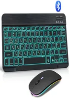 RGB Bluetooth Keyboard And Mouse Set Russian Spainish Wireless Keyboard Mouse Combo Rechargeable RGB Mouse For ipad Laptop9790007