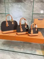 Alma Shell Bag Women Handbag Letter Flower Monograms Präglade Top Handle Tote Luxurys Leather KeyBell Purse Plånbok Multitilstorlek