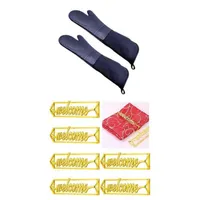 Napkin Rings 1 Pair Professional Silicone Oven Mitts Baking Gloves With 6 PCS Welcome Holder2235433