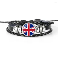 Bracelets de charme British British Uruguay Yémen Zimbabwe Vanuatu Bracelet Bracelet tissé en cuir multicouche à la main