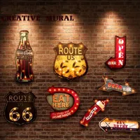 Decorative Objects Figurines Cold Cola Vintage LED Light Neon Signs Painting For Family Pub Bar Restaurant Cafe Billboard Route 66 Led 230306