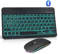 RGB Bluetooth Keyboard And Mouse Set Russian Spainish Wireless Keyboard Mouse Combo Rechargeable RGB Mouse For ipad Laptop2849892
