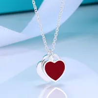 Blue Gift box Lover Necklace 925 silver pendant necklaces female jewelry exquisite craftsmanship Key With official logo classic 2 hearts Luxury designer Bracelets