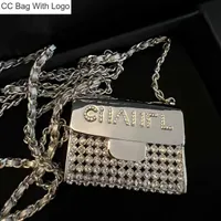 CC Handbags Designer Mini Shimmer Diamond Mini Flap Bags Classic Silver Diamante Metal Lipstick Case Hardware Chain Coins Purse Wallets Luxury Dinner Shiny Cros