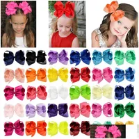 Hair Accessories 6 Inch Cute Handmade Baby Girls Bowknot Clips Kids Boutique Solid Ribbon Bows Hairpin Barrettes Drop Delivery Matern Dh0Px