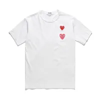 デザイナーティーメンズTシャツcom des garconsプレイリトルレッドハート半袖Tシャツホワイトサイズxl