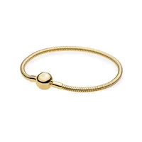 925 Srebrna łańcuch złota bransoletka Kobiety Fit Pandora DIY Charm Jewellery Akcesoria Podstawowe bransoletki z originą Box289Q