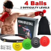 4 Boksreflexballet 2 Moeilijkheidsniveau met siliconenhoofdband voor MMA Punching Speed ​​Fight Skill Reaction Agility 211229262m