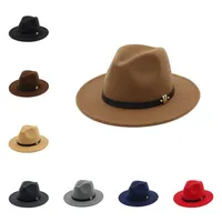 Geniş Memul Şapkalar Kovboy Şapkası Yün Retro Düz Büyük Çift Caz Erkekler ve Kadın He Headerf Geniş Kıza Toka Moda Güneş Stra