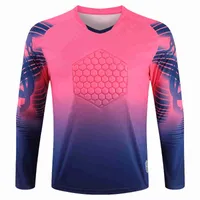 Men's T-Shirts Football Long Sleeves Gradient Goal Keeper Uniforms Sport Training New Breathable Top Soccer Chest Pad Spring Autumn Jersey Y2303