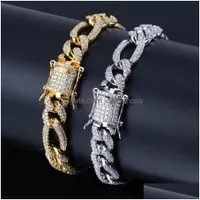 Bangle 10Mm Hip Hop Micro Pave Cubic Zirconia Ice Out Bling 31Nk Figaro Link Chain Bracelets For Men Cz Rapper Jewelry Drop Delivery Dhta0