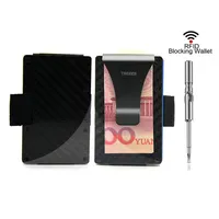 Titular do cartão de crédito de fibra de carbono 2020 Novas correias de puxar versão RFID Bloqueio anti -Scan Metal Wallet Dinheiro CLIP281G