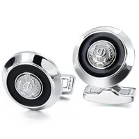 Cuff Links 12 mm HAWSON D Initial Alphabet Letter links Fashion Round Men s Button with Black Enamel button up shirt jewelry 230306