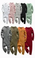 Rompers 9 Color born Infant Baby Boys Girls Romper Cotton Knitted Ribbed Long Sleeve Solid Jumpsuit Toddler Clothes Outfits 2209056674903