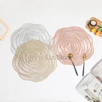 Rose Flower Shaped Place Mat PVC Table Decoration Water Bottle Mats Restaurant Coffee Beverage Mat Placemats Bar Kitchen Tool TH0768