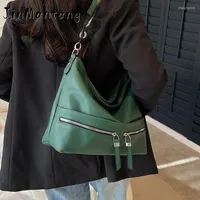 Evening Bags Jin Mantang Zipper Design Retro Green Crossbody For Women 2023 Designer Travel Handbags And Purses Female Black Soft Hobo