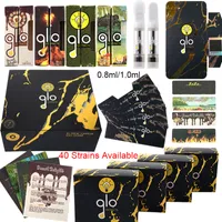 Newest Glo Extracts Atomizers NFC Empty Vape Pen Cartridges Packaging With Sticker Carts 0.8ml 1ml Ceramic Coils Glass Thick Oil Wax Vaporizer 510 Thread E Cigarettes