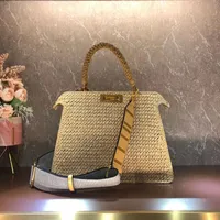 Słomka torby kobiety torby krzyżowe torby plażowe projektant luksusowe torebki na ramię splotowe torby zakupowe torby kompozytowe Wyjmowana oryginalna skórzana liniowiec