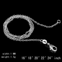 925 Sterling Silver Necklace Rolo O Chain Necklaces Jewelry 1mm 16'' -- 24'' 925 Silver DIY Chai279s