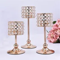 3pcs Silver Gold Plated Candlestick Crystal Candelabra Centerpiece Wedding Decoration Candle Holder Romantic Center Table Candlest231M