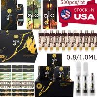Stock In US GLO Atomizers Vape Cartridges Packaging 0.8ml 1.0ml Ceramic Coil 510 Thread Thick Oil Carts Dab Wax Vaporizer Starter Kits Tropical Newest