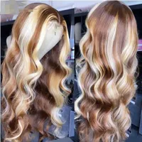 Cheveux de bébé 13x4 Lace Wig Natural Body Wave Transparent HD Lace Front Wig Body Wave Perruques de cheveux humains Brown Ginger Blonde Orange Ombre Couleur pour les femmes de haute qualité
