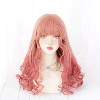 Synthetische pruik Aziatische mode lolita cosplay avondfeest roze styling krullend haar