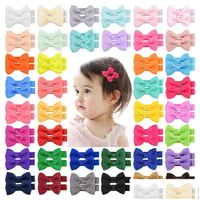 Hair Accessories Solid Color Grosgrain Ribbon Bowknot Toddler Clips Handmade Bows Baby Girls Barrettes Bangs Hairpins Po Props Drop Dh9Kj