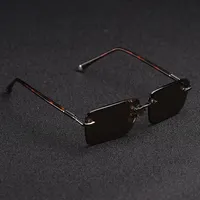 Whole-Zerosun Glass Sunglasses Male Rimless Sun Glasses for Men Brown Lens Anti Scratch Brand Designer Vintage Eyewear310W