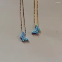 Pendant Necklaces 30PCS Lot Mixcolor Chain 8.6 14.1mm Butterfly Opal Necklace Blue Pink Synthetic