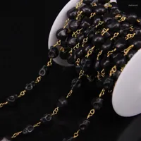 Ketten 8x10 mm Größe Schädelform schwarzes türkisarisches Rosenkranzstil Kette Stein Messing Draht Wickelte Halskette Schmuck Herstellung