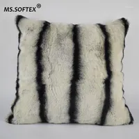 MS SOFTEX NATUURLIJKE REX FUR -kussensloop Chinchilla Design Real Fur Cushion Cover Soft Pillow Burch Homes Decoration1272H