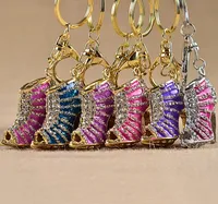 Crystal High Heel Shoes Keychain Rings de llave de zapato Carabinero Handbags Women Metal Keyring Jewelry Drop Barco al por mayor