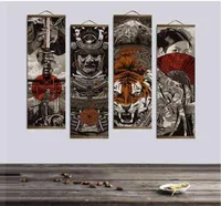 Japońskie samurai ukiyoe tygrysy plakat plakat do salonu Dekorca domu malowanie sztuki ścienne z litym drewnem wisząc z przewijaniem 21739650